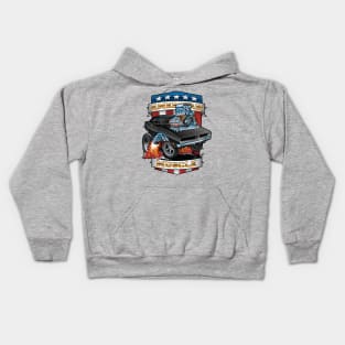 American Muscle Patriotic Classic Muscle Car Cartoon Illustration Kids Hoodie